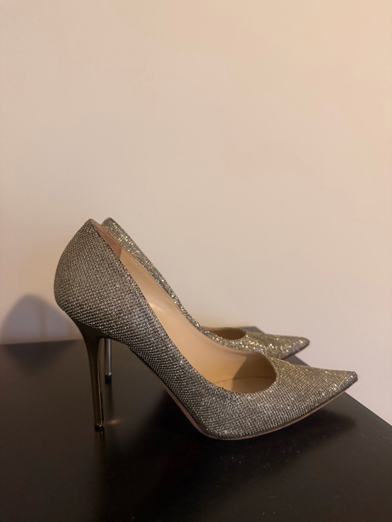 Jimmy Choo Silver Glitter Pointed-Toe Stilettos - Picture 4 of 5